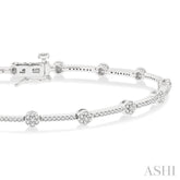 1 ctw Cluster Round Cut Diamond Bar Link Bracelet in 10K White Gold